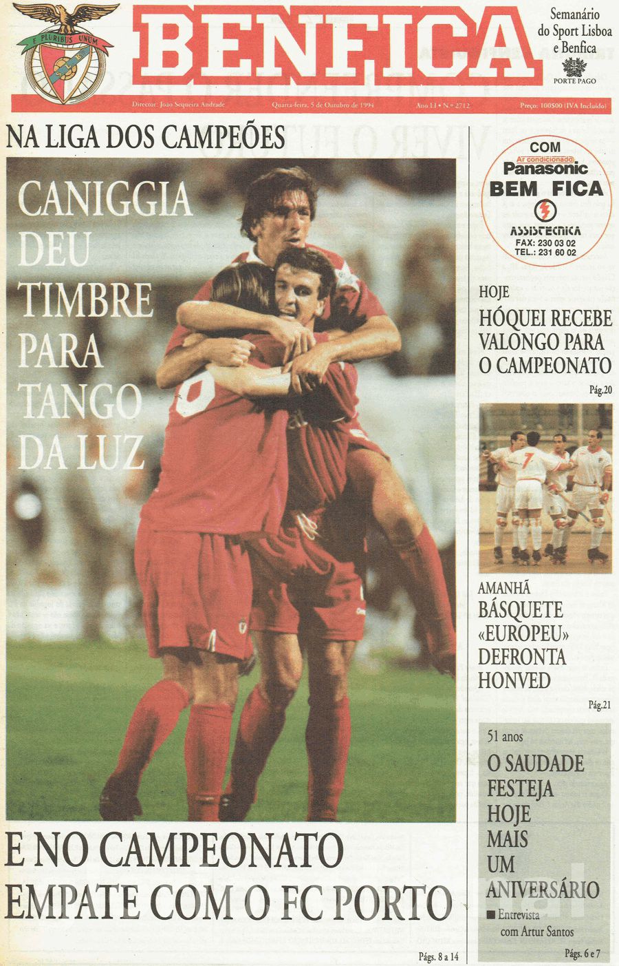 jornal o benfica 2712 1994-10-05